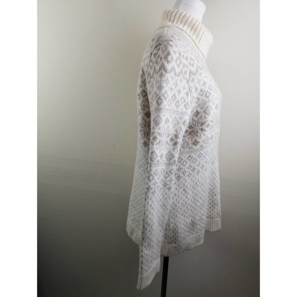 Vineyard Vines Sweater Turtleneck Pullover Wool Cashmere Fair Aisle Ivory Medium - Picture 5 of 7